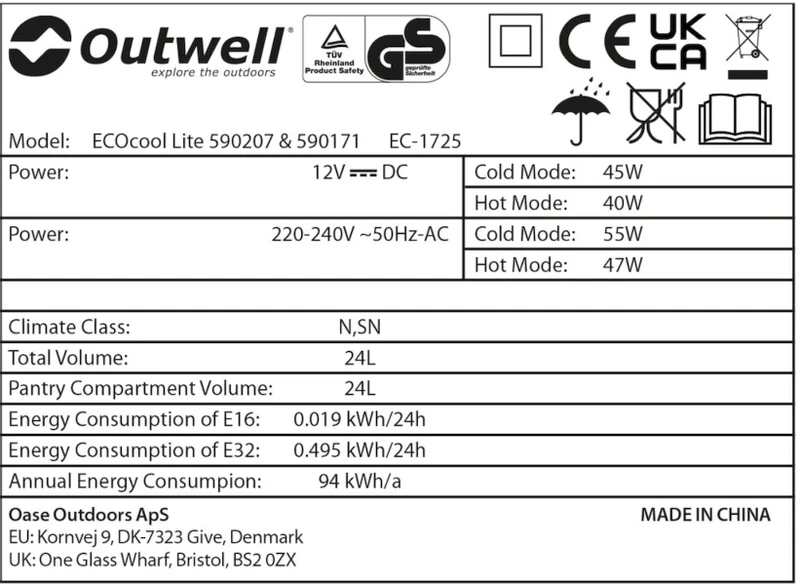 Outwell Ecocool Lite Elektrische Koelbox - 24 Liter - Donkerblauw 6 Outwell Ecocool Lite Elektrische Koelbox - 24 Liter - Donkerblauw - Afbeelding 4