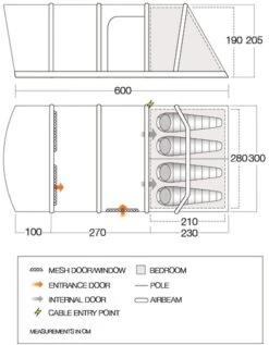 Vango Aether Air 450XL Opblaasbare Tent - 4 Persoons 11 Vango Aether Air 450XL Opblaasbare Tent - 4 Persoons -Bo-Camp Winkel 1900 1514 aether air 450xl floorplan 01