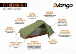 Vango F10 Helium UL 2 Ultralichte Trekking Tunneltent - 1/2 Persoons - Groen -Bo-Camp Winkel 1900 1783 f10 helium ul 2 6