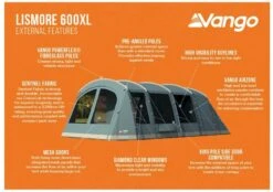 Vango Lismore 600XL Tunneltent - 5 Persoons - Groen -Bo-Camp Winkel 1900 1783 lismore 600xl package 2