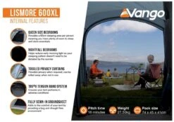 Vango Lismore 600XL Tunneltent - 5 Persoons - Groen -Bo-Camp Winkel 1900 1783 lismore 600xl package 3