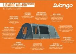 Vango Lismore Air 450 Opblaasbare Tunneltent - 4 Persoons - Groen -Bo-Camp Winkel 1900 1783 lismore air 450 package 3