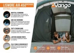 Vango Lismore Air 450 Opblaasbare Tunneltent - 4 Persoons - Groen -Bo-Camp Winkel 1900 1783 lismore air 450 package 4