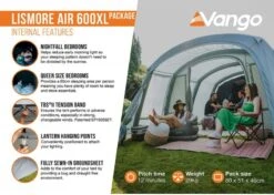 Vango Lismore Air 600XL Opblaasbare Tunneltent - 5 Persoons - Groen -Bo-Camp Winkel 1900 1783 lismore air 600xl package 4