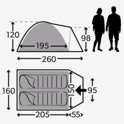 Kampa Brighton Grey 2 Tunneltent - 2 Persoons -Bo-Camp Winkel 1900 1897 floorplan grey 2