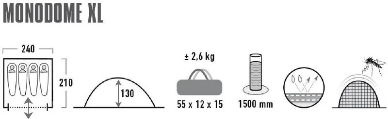 High Peak Monodome XL Koepeltent - 4 Persoons - Pearl 5 High Peak Monodome XL Koepeltent - 4 Persoons - Pearl - Afbeelding 3
