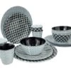 Bo-Camp Mix & Match Melamine Serviesset - 16-delig - Zwart -Bo-Camp Winkel bo camp mix